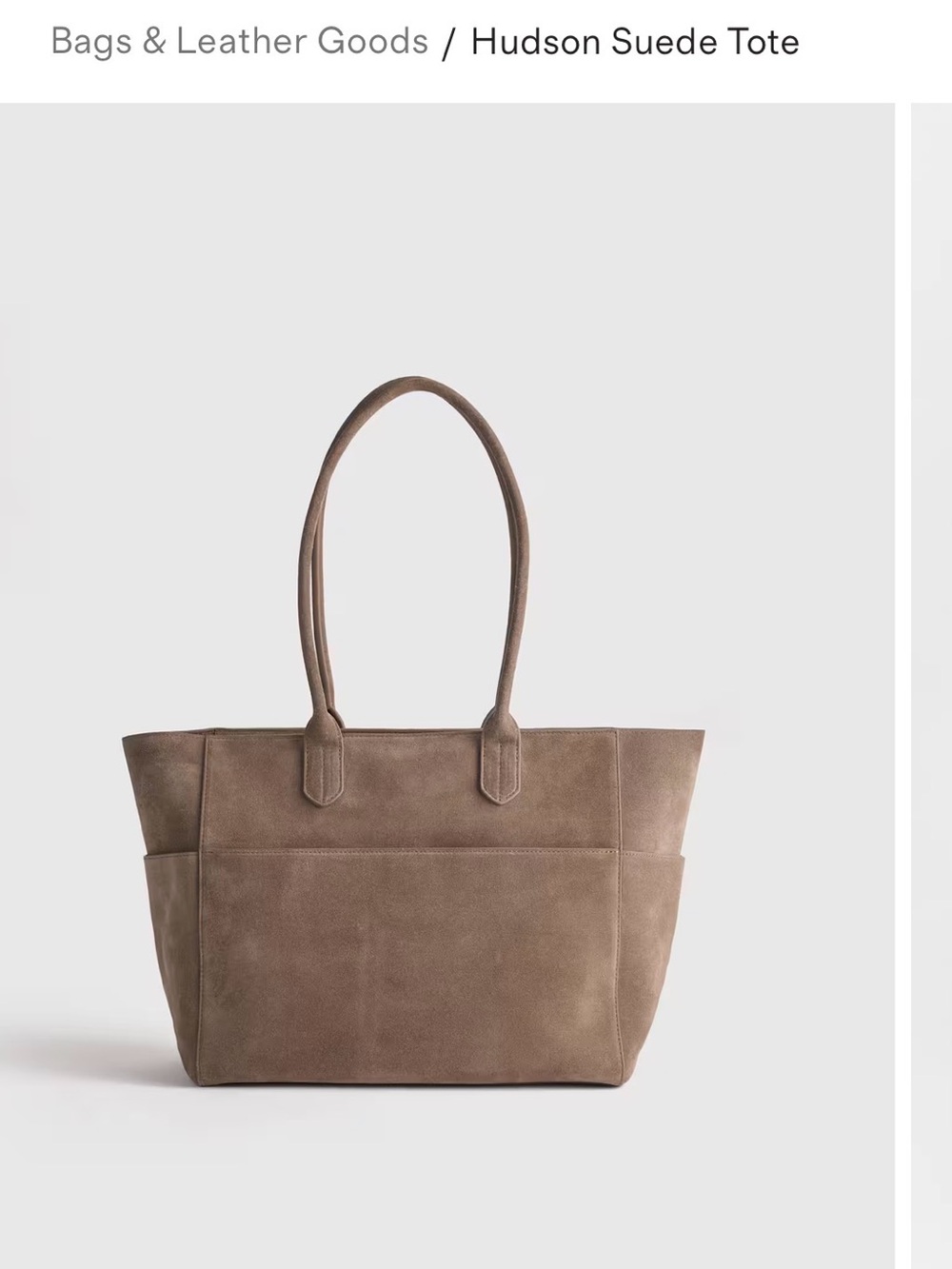 Quince Taupe Suede Tote Bag - Picture 3 of 11